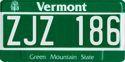 VT license plate ZJZ186