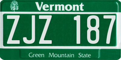 VT license plate ZJZ187