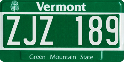VT license plate ZJZ189