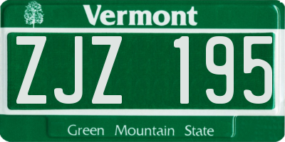 VT license plate ZJZ195