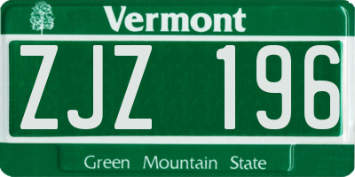VT license plate ZJZ196