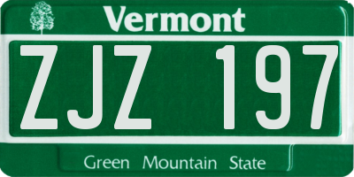 VT license plate ZJZ197