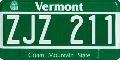 VT license plate ZJZ211