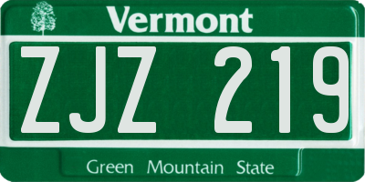 VT license plate ZJZ219