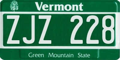 VT license plate ZJZ228