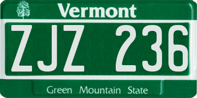 VT license plate ZJZ236