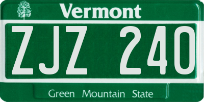 VT license plate ZJZ240