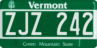 VT license plate ZJZ242