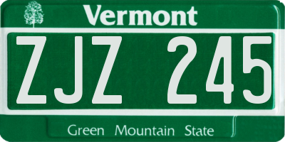 VT license plate ZJZ245