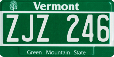 VT license plate ZJZ246