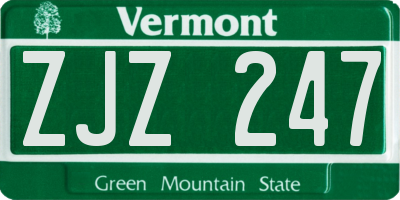 VT license plate ZJZ247