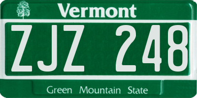 VT license plate ZJZ248