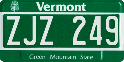 VT license plate ZJZ249