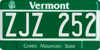 VT license plate ZJZ252