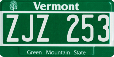 VT license plate ZJZ253