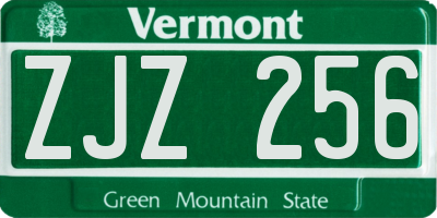 VT license plate ZJZ256