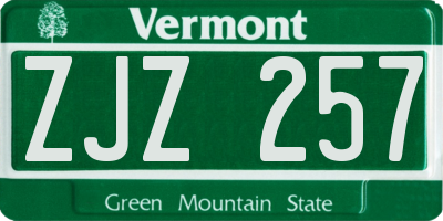 VT license plate ZJZ257