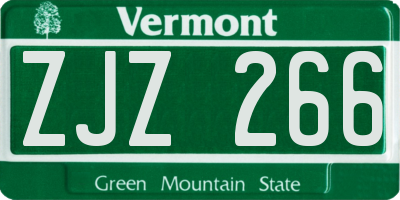 VT license plate ZJZ266