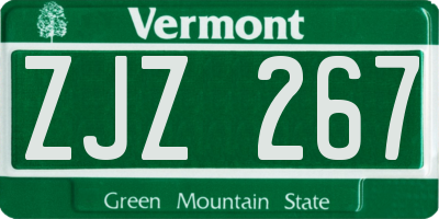VT license plate ZJZ267