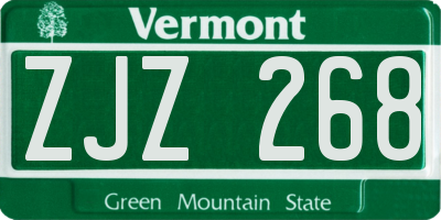 VT license plate ZJZ268