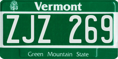 VT license plate ZJZ269