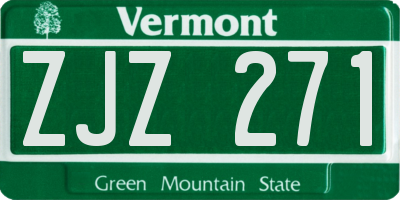 VT license plate ZJZ271