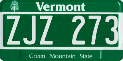 VT license plate ZJZ273