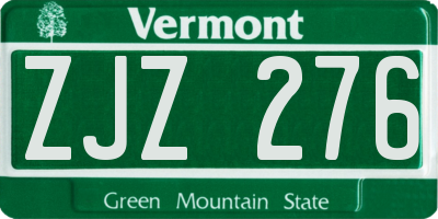 VT license plate ZJZ276