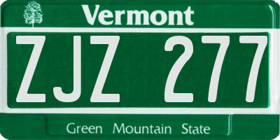 VT license plate ZJZ277