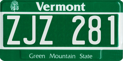 VT license plate ZJZ281