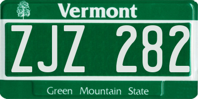 VT license plate ZJZ282