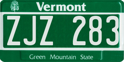 VT license plate ZJZ283