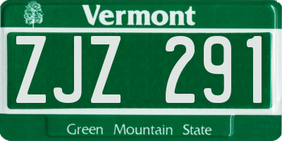 VT license plate ZJZ291