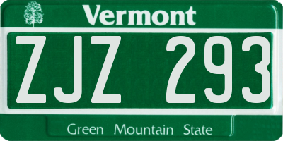 VT license plate ZJZ293