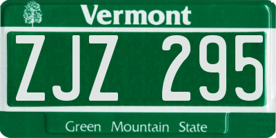 VT license plate ZJZ295
