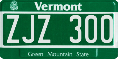 VT license plate ZJZ300