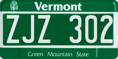 VT license plate ZJZ302