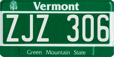VT license plate ZJZ306