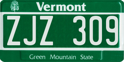 VT license plate ZJZ309