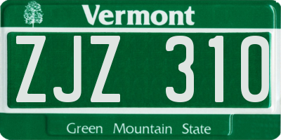 VT license plate ZJZ310