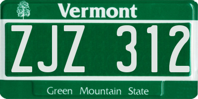 VT license plate ZJZ312
