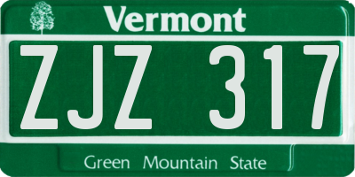 VT license plate ZJZ317