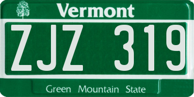 VT license plate ZJZ319