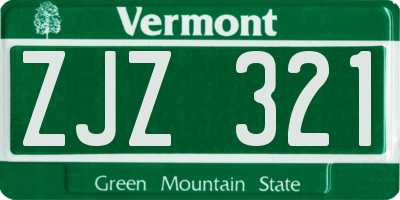 VT license plate ZJZ321