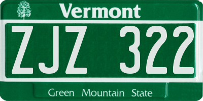 VT license plate ZJZ322