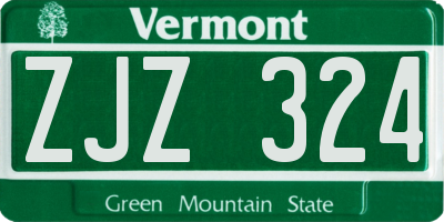 VT license plate ZJZ324