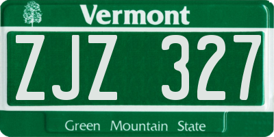 VT license plate ZJZ327
