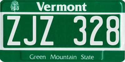 VT license plate ZJZ328