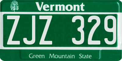 VT license plate ZJZ329
