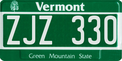 VT license plate ZJZ330